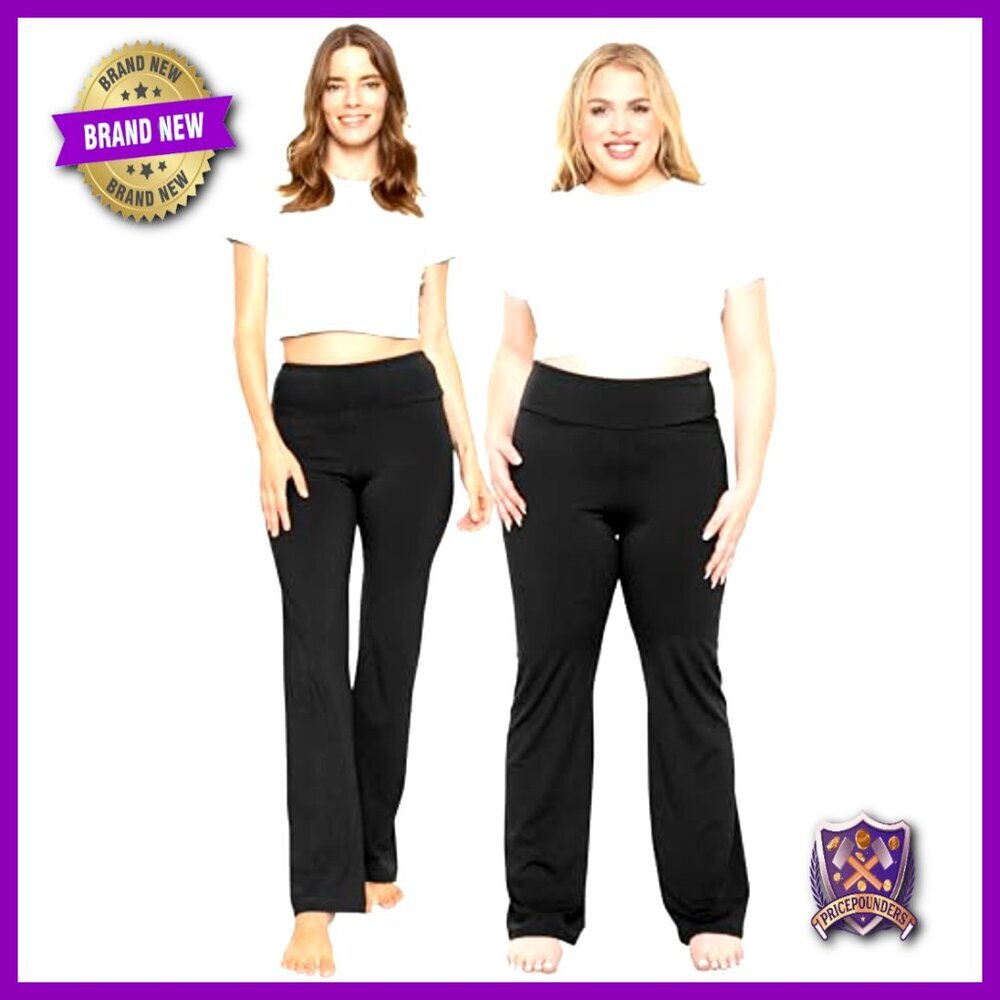 Plus Size High Waist Bootcut Yoga Pants Ultra Flex Stretch Comfort - Picture 2 of 6
